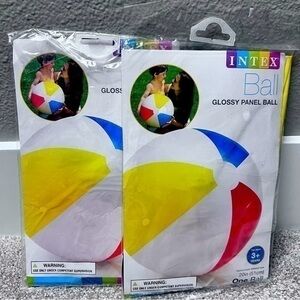 New! Intex set of two glossy panel 20” beach balls